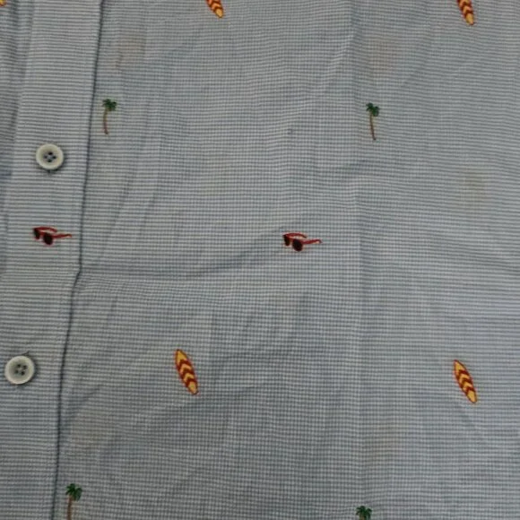 Johnston & Murphy Men's Light Blue Embroidered Short Sleeve Summer Shirt Size XL - Picture 4 of 9